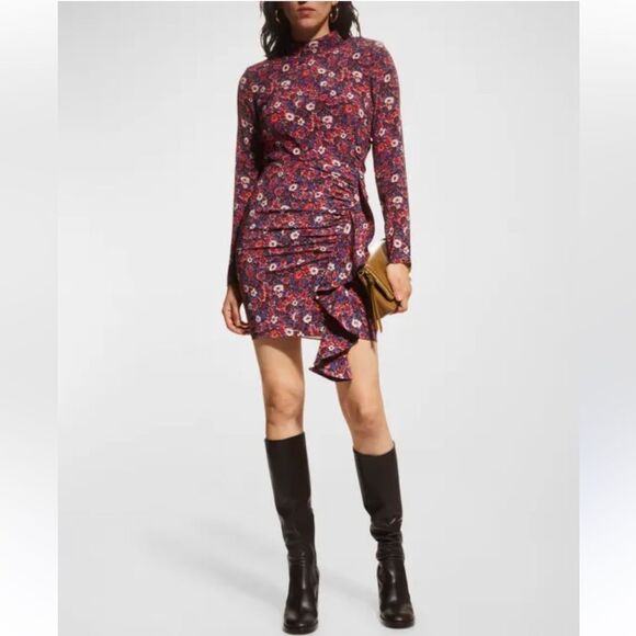 NWT Veronica Beard Louella Ruched Floral Mini Dress Stretch Silk Size 4 - Picture 16 of 16